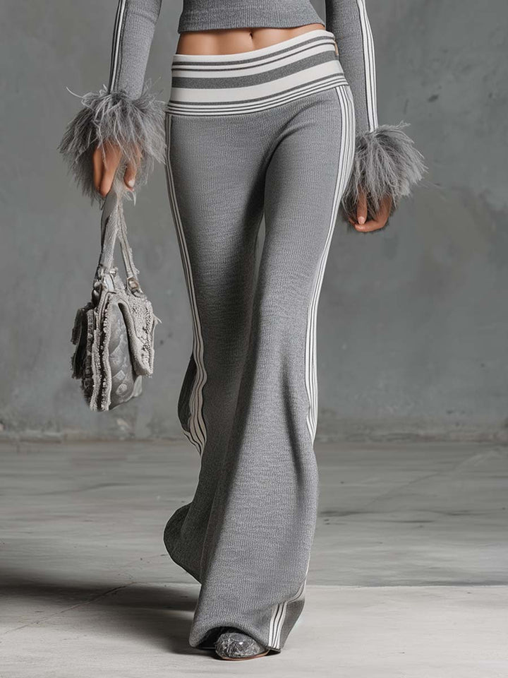 Rosi - Hosen-Ensemble Western im Retro-Stil aus Strick gestreift