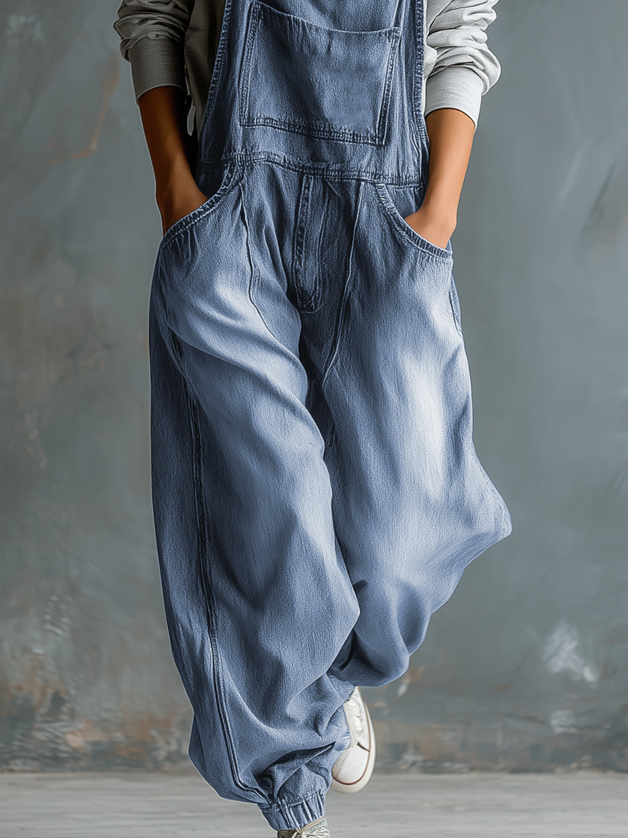 Elisabeth - Latzhose lässig Retro aus Jeansstoff mit Taschen