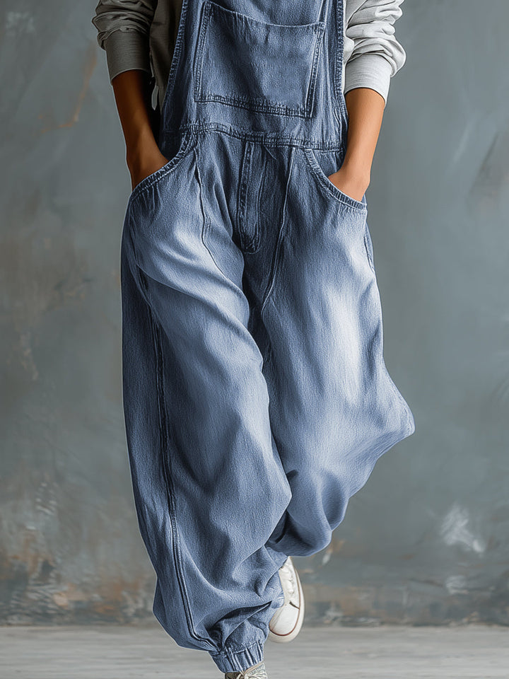 Elisabeth - Latzhose lässig Retro aus Jeansstoff mit Taschen