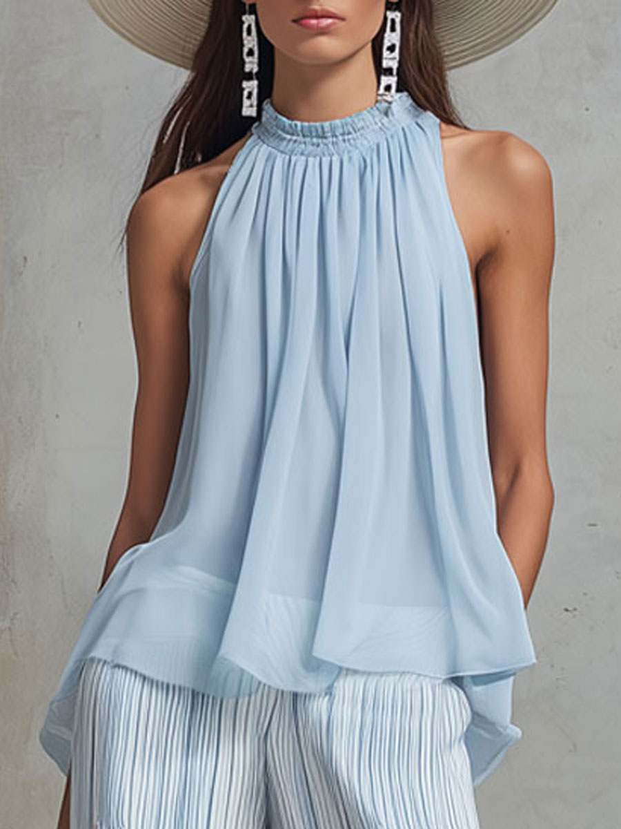 Mareen - Bluse für den Urlaub für den Alltag aus Chiffon ärmellos