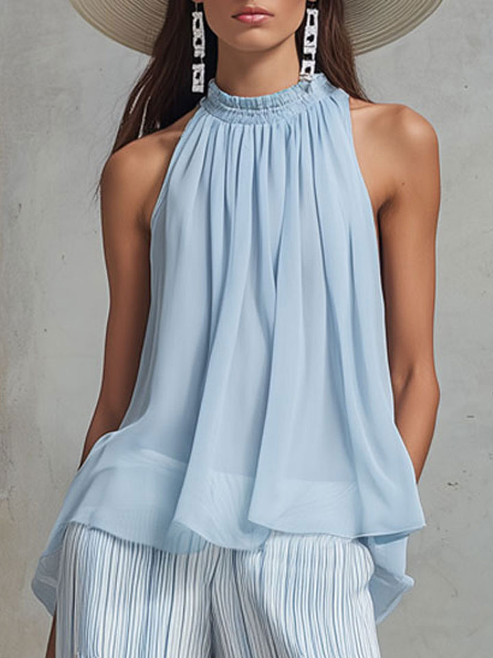 Mareen - Bluse für den Urlaub für den Alltag aus Chiffon ärmellos
