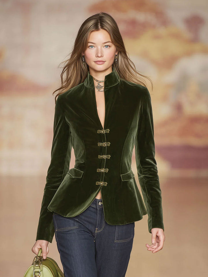 Ruth - Jacke elegant im Retro-Stil aus Samt mit Kragen und Knöpfen