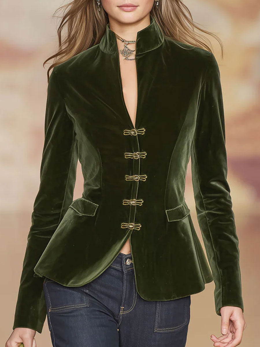 Ruth - Jacke elegant im Retro-Stil aus Samt mit Kragen und Knöpfen