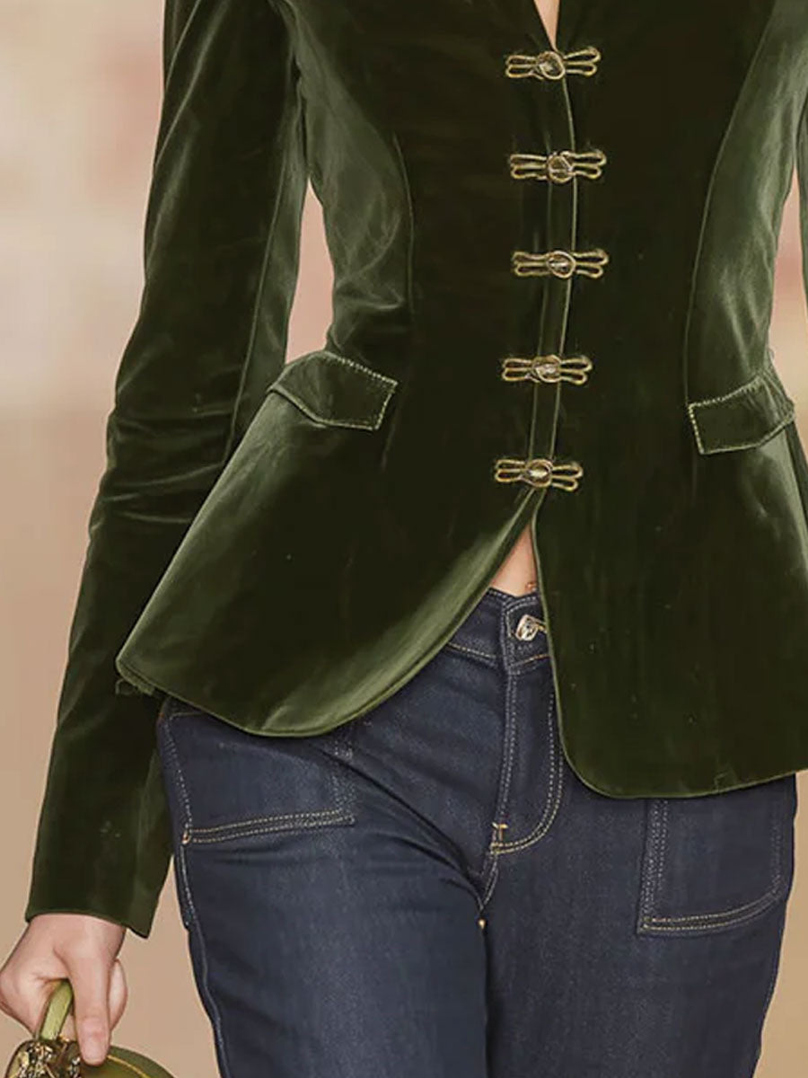 Ruth - Jacke elegant im Retro-Stil aus Samt mit Kragen und Knöpfen