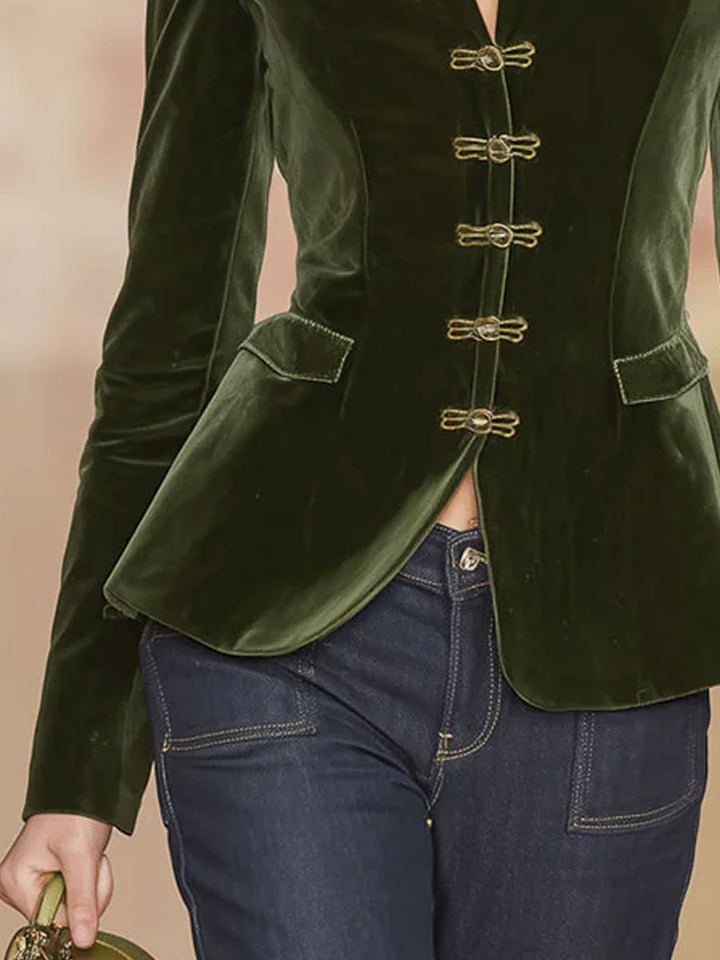 Ruth - Jacke elegant im Retro-Stil aus Samt mit Kragen und Knöpfen