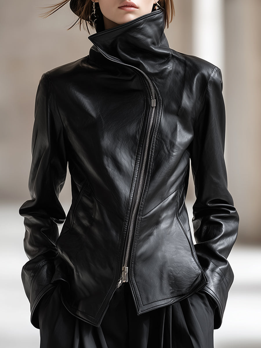 Kerstin - Jacke für den Alltag aus Kunstleder mit Reißverschluss und Kragen