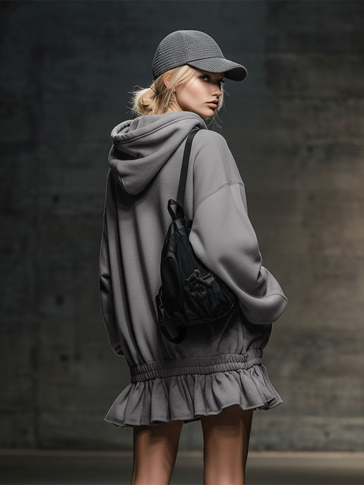 Anouk - Minikleid lässig sportlich aus technischem Gewebe mit Volants und Kapuze