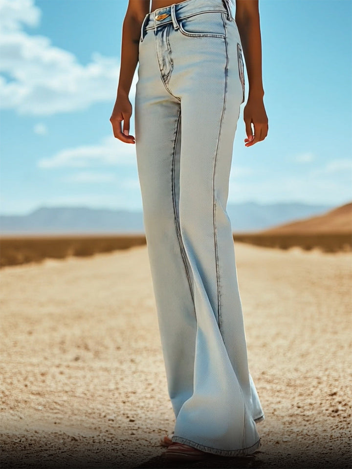 Valerie - Hose Western im Retro-Stil aus Jeansstoff mit Sternen und Taschen und Stickerei