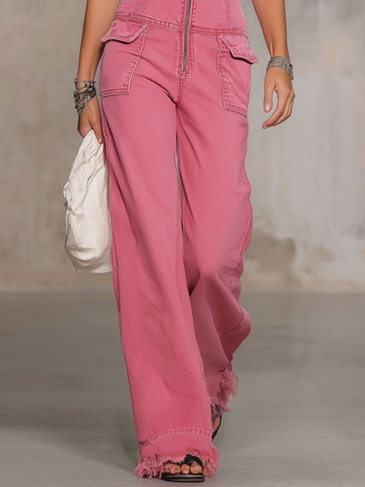Sarah - Overall Western im Retro-Stil aus Jeansstoff mit V-Ausschnitt und ärmellosem Schnitt