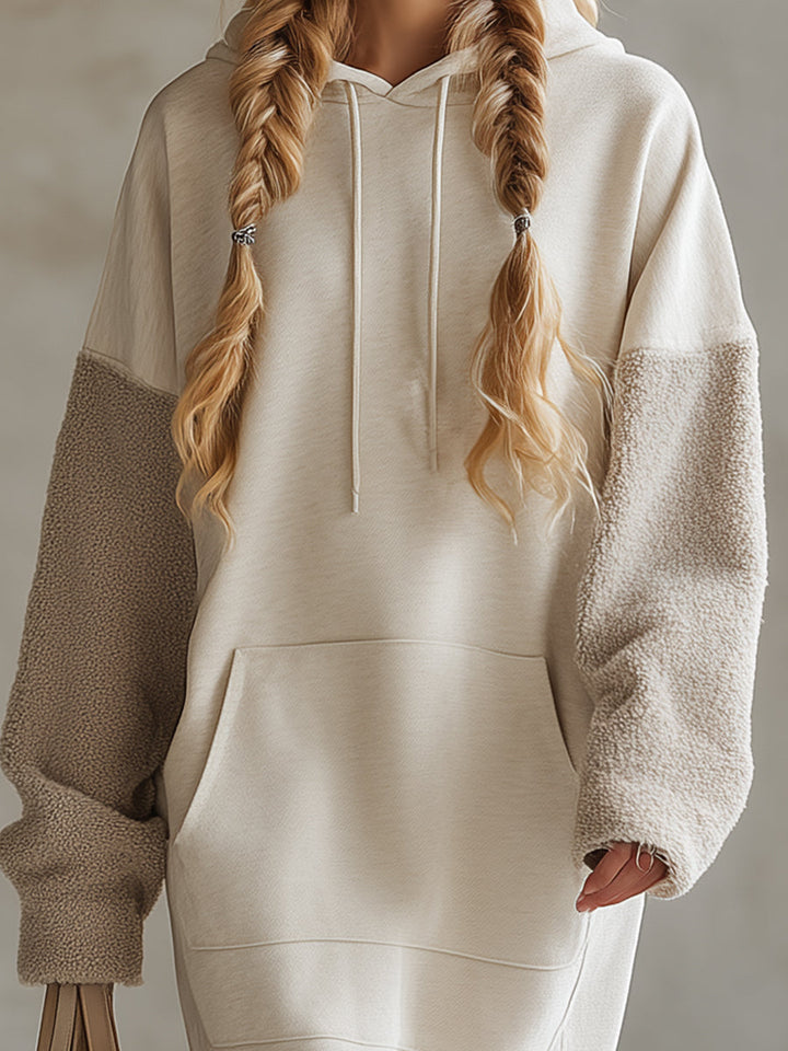 Nika - Midikleid sportlich aus technischem Gewebe im Farbblock-Design mit Kapuze