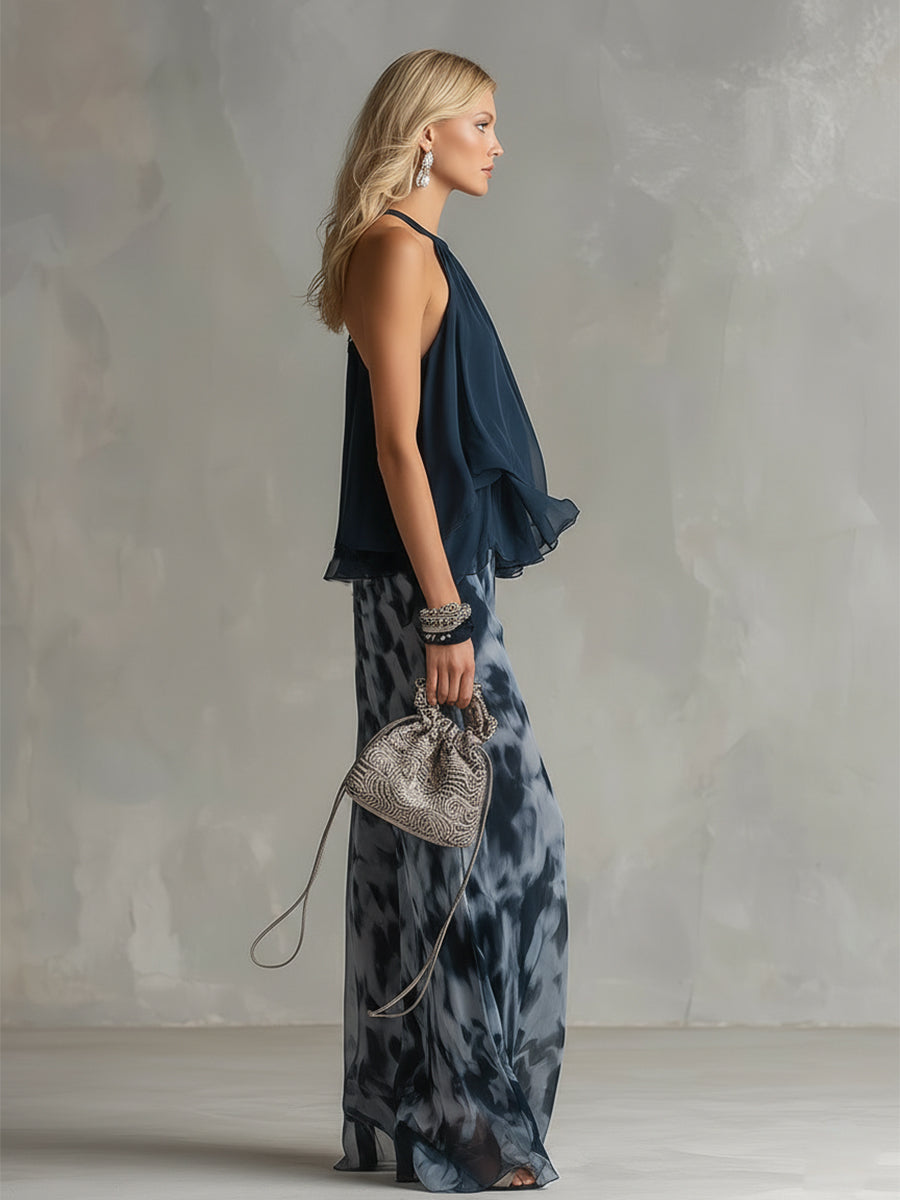 Sina - Elegantes Hosen-Ensemble für den Alltag aus Chiffon abstrakt