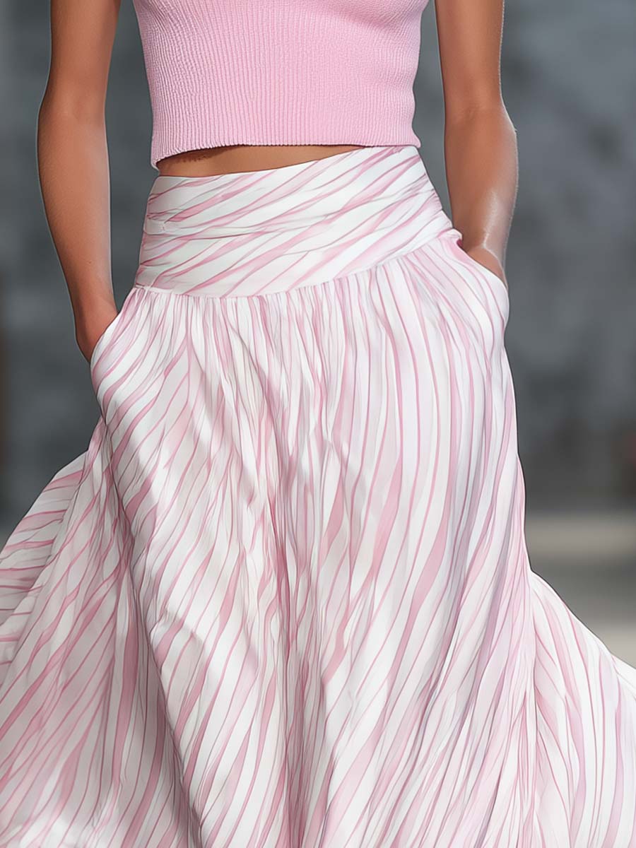 Clara - Eleganter Rock im Retro-Stil aus Chiffon gestreift