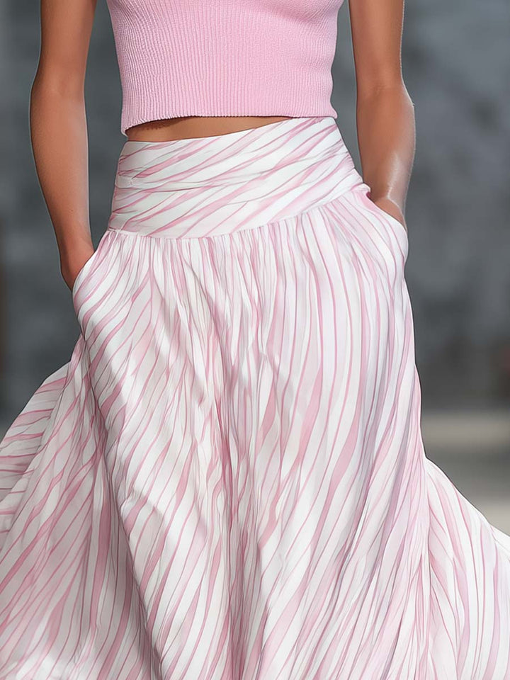 Clara - Eleganter Rock im Retro-Stil aus Chiffon gestreift