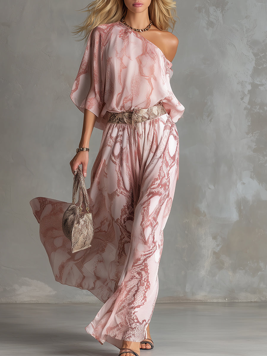 Bianca - Ensemble mit shorts sportlich im Retro-Stil aus Chiffon