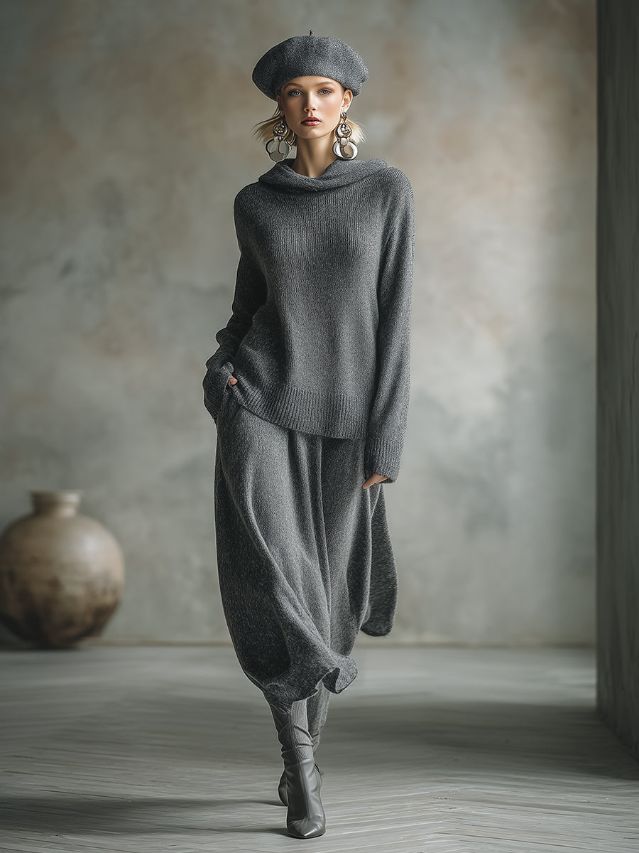 Philippa - Elegantes Rock-Ensemble aus Strick mit Kapuze
