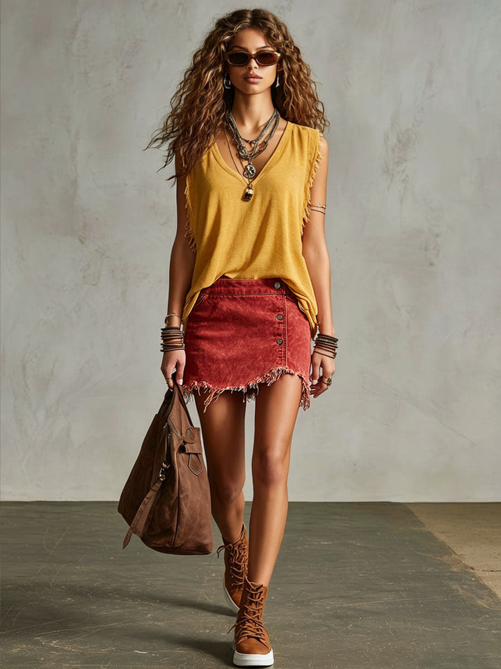 Mathilda - Shorts Western im Retro-Stil aus Jeansstoff
