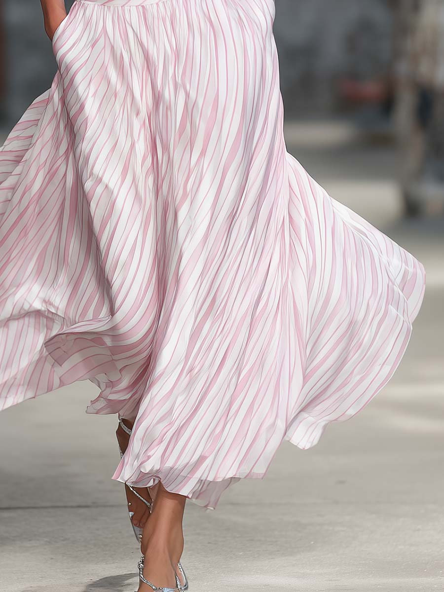 Clara - Eleganter Rock im Retro-Stil aus Chiffon gestreift