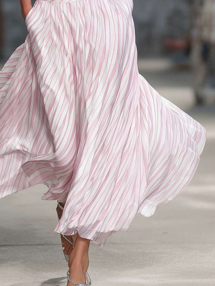 Clara - Eleganter Rock im Retro-Stil aus Chiffon gestreift