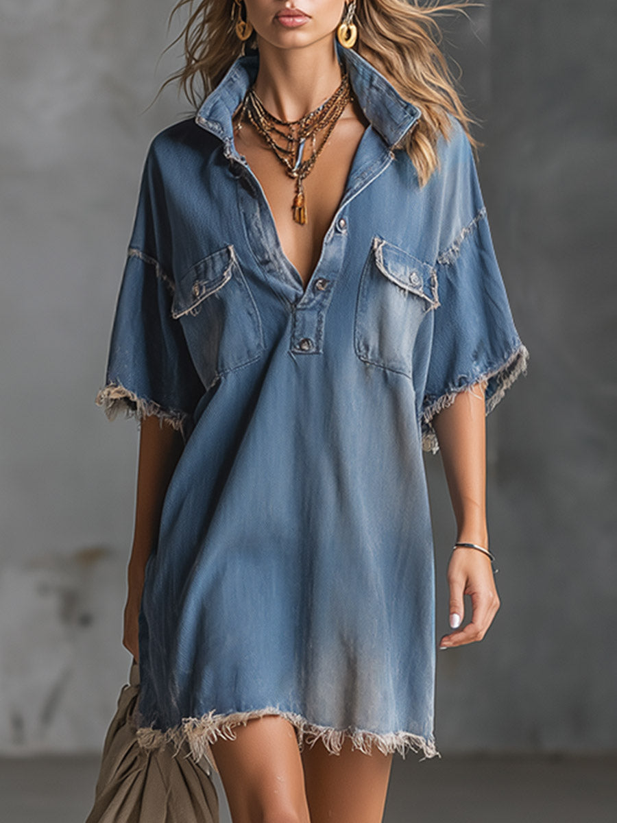 Jule - Minikleid lässig Western aus Jeansstoff