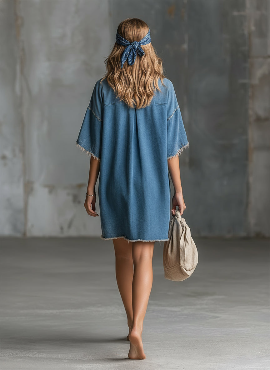 Jule - Minikleid lässig Western aus Jeansstoff