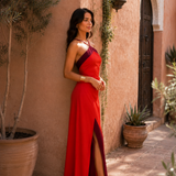 Lena - Maxikleid mit Neckholder und Beinschlitz
