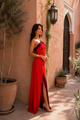 Lena - Maxikleid mit Neckholder und Beinschlitz