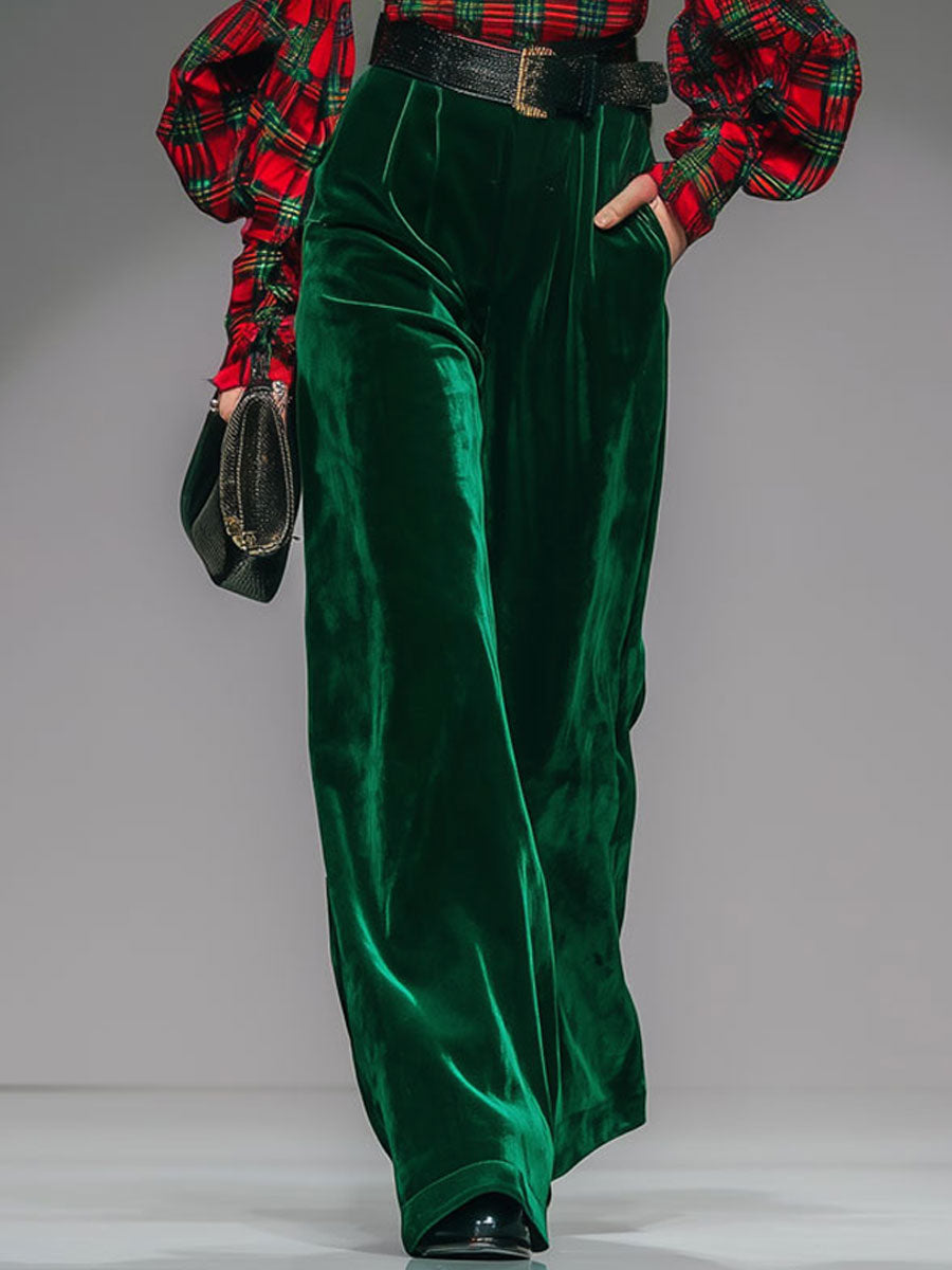 Anika - Hosen-Ensemble Retro für besondere Abende aus Samt kariert