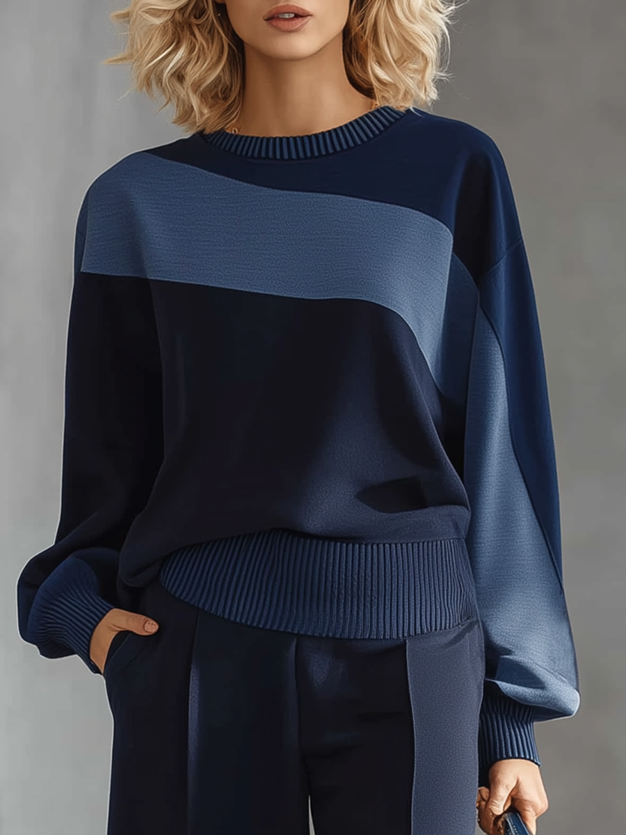 Lisbeth - Lässiges Hosen-Ensemble sportlich aus Leinen im Farbblock-Design