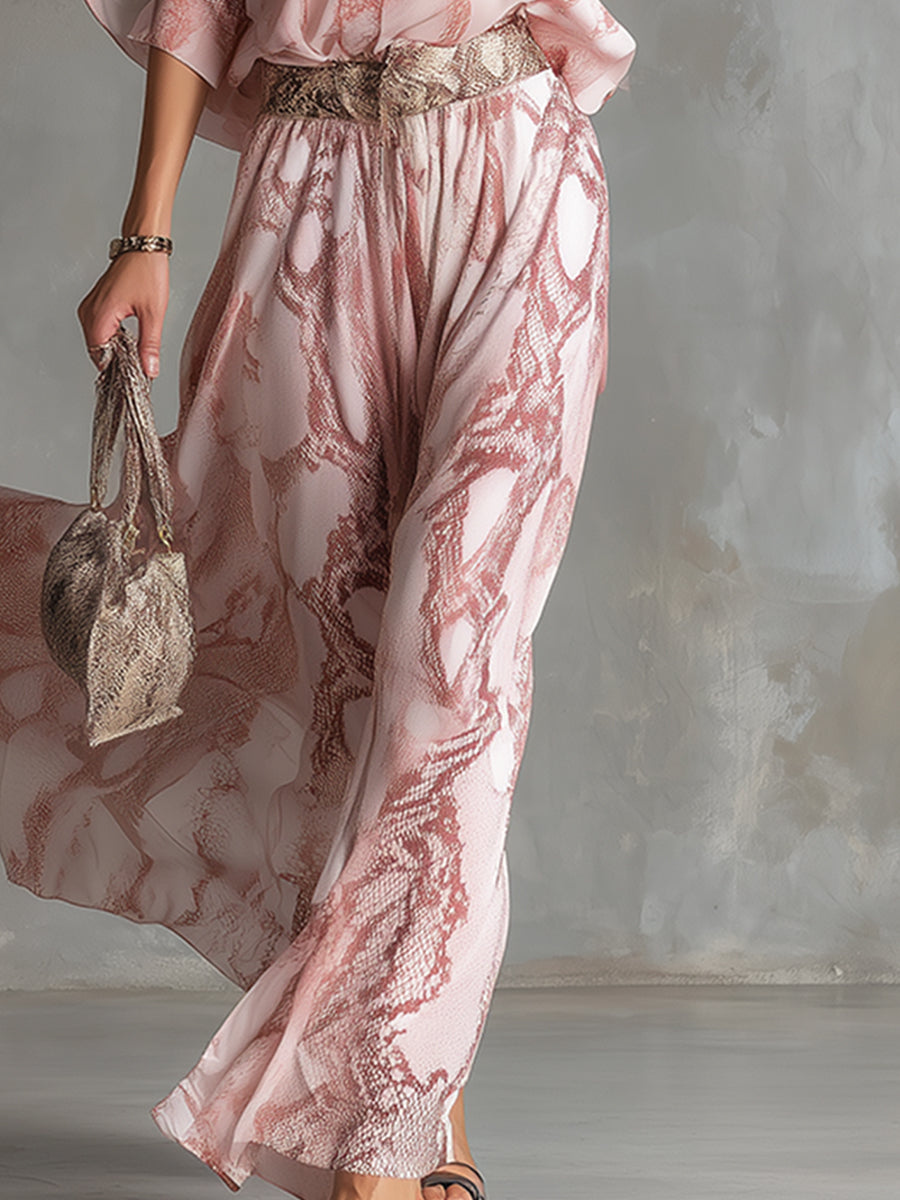 Bianca - Ensemble mit shorts sportlich im Retro-Stil aus Chiffon