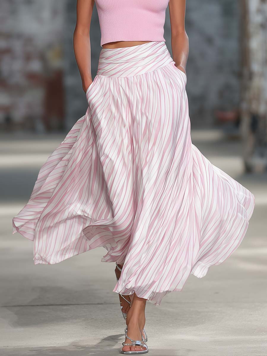 Clara - Eleganter Rock im Retro-Stil aus Chiffon gestreift