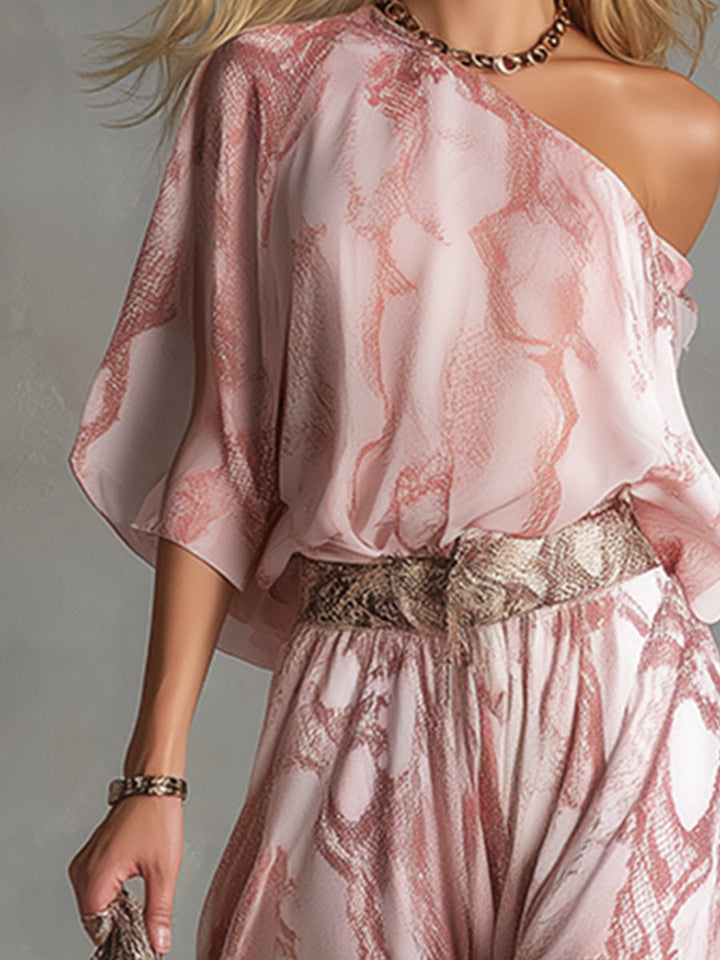 Bianca - Ensemble mit shorts sportlich im Retro-Stil aus Chiffon
