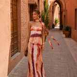 Annelie - Maxikleid mit Bandeau Ausschnitt und Print