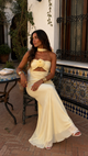 Ida - Maxikleid mit Neckholder und Rosen Corsage
