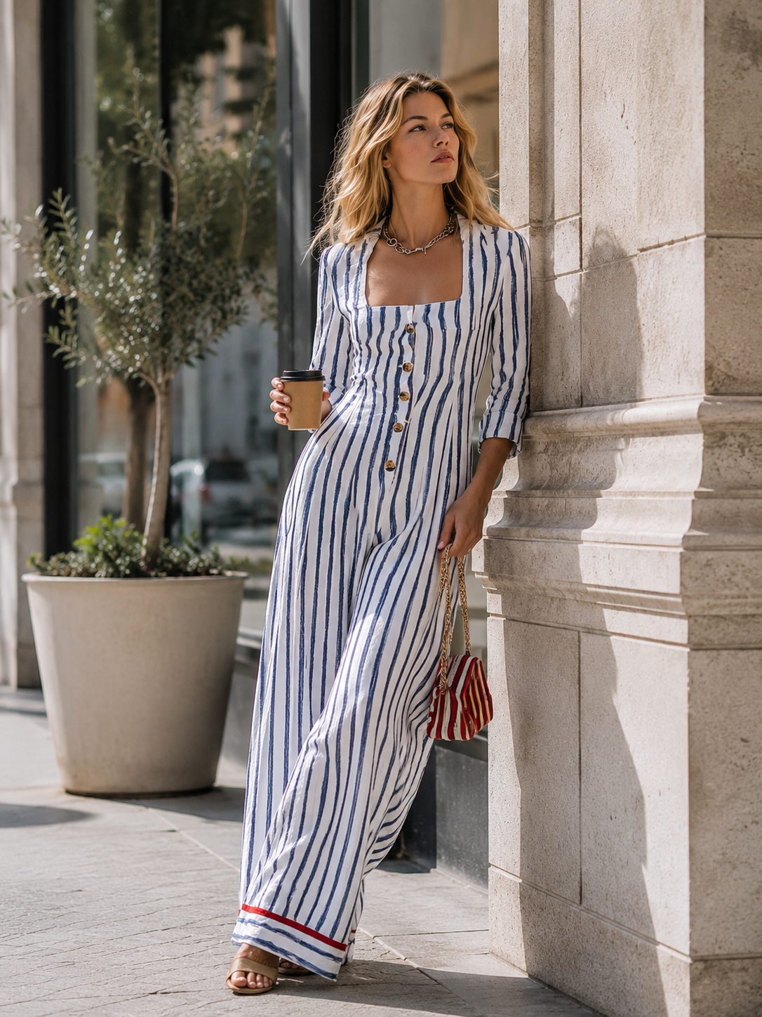 Alma - Overall elegant sportlich aus Leinen gestreift