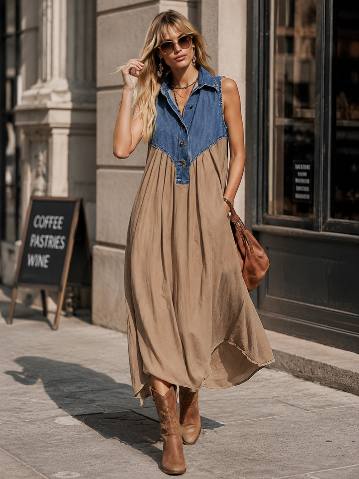 Solveig - Elegantes Maxikleid sportlich aus Jeansstoff