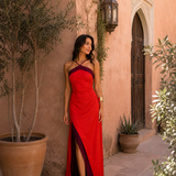 Lena - Maxikleid mit Neckholder und Beinschlitz