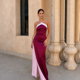 Mathilda - Satiniertes Maxikleid mit Wickelausschnitt