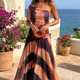 Helena - Kleid mit orange braunem Print