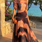 Helena - Kleid mit orange braunem Print