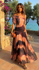 Helena - Kleid mit orange braunem Print