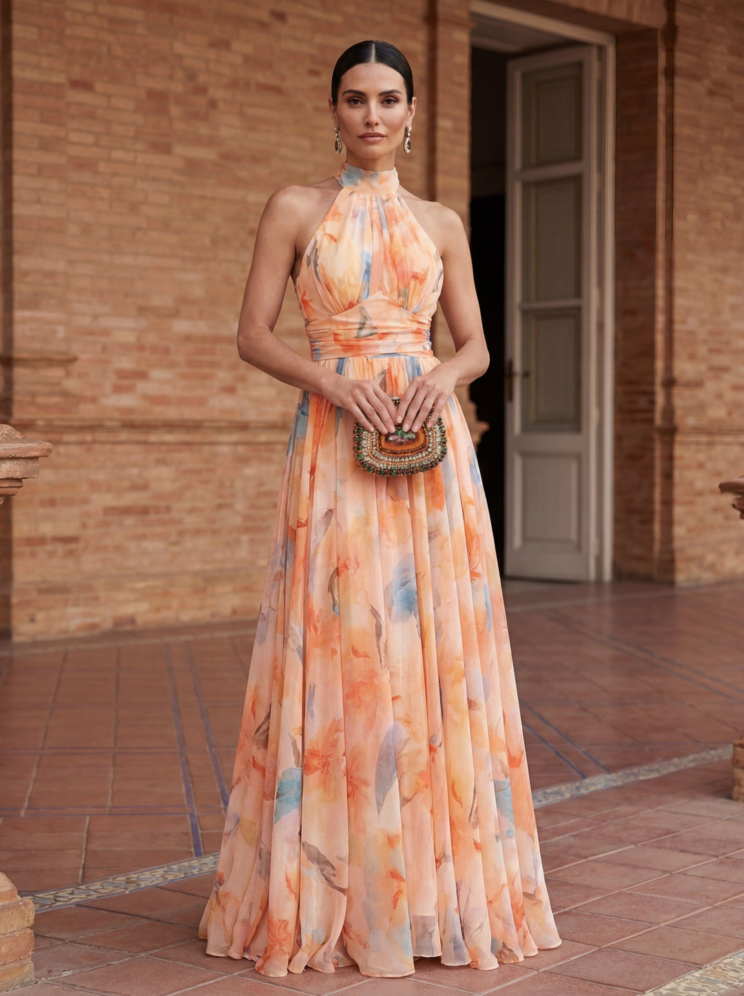Isabel - Neckholder Kleid mit Aquarellprint