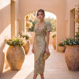 Leonie - Midikleid mit Knotendetail und fließendem Fall