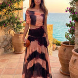 Helena - Kleid mit orange braunem Print
