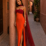 Greta - Bicolor Maxikleid mit drapierter Silhouette