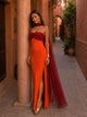 Greta - Bicolor Maxikleid mit drapierter Silhouette