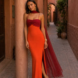 Greta - Bicolor Maxikleid mit drapierter Silhouette