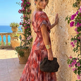 Frieda - Maxikleid mit Aquarellmuster und schulterfreiem Schnitt