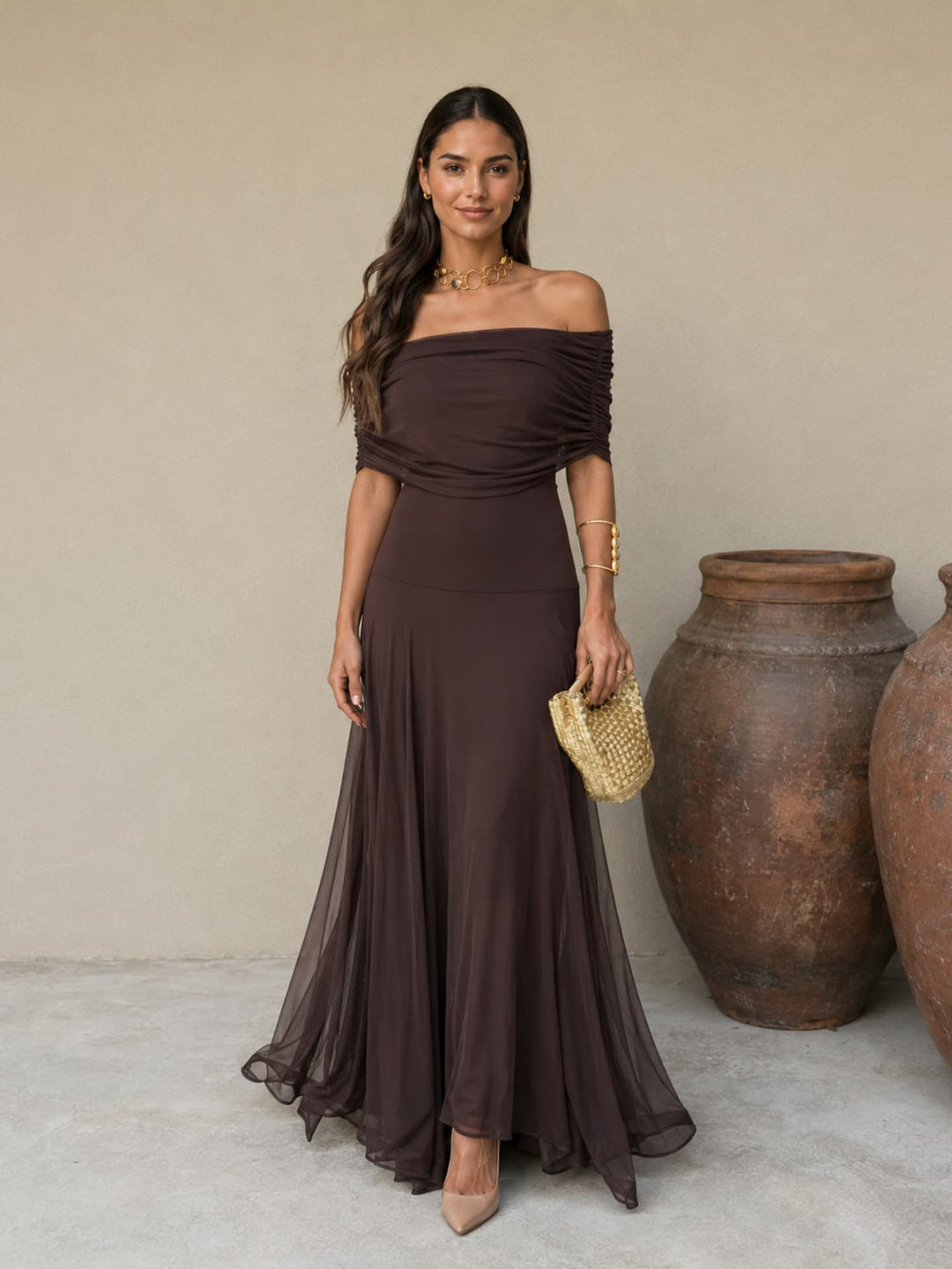 Marlene - Toledo Kleid in warmem Braun