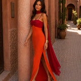 Greta - Bicolor Maxikleid mit drapierter Silhouette