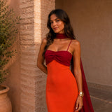 Greta - Bicolor Maxikleid mit drapierter Silhouette